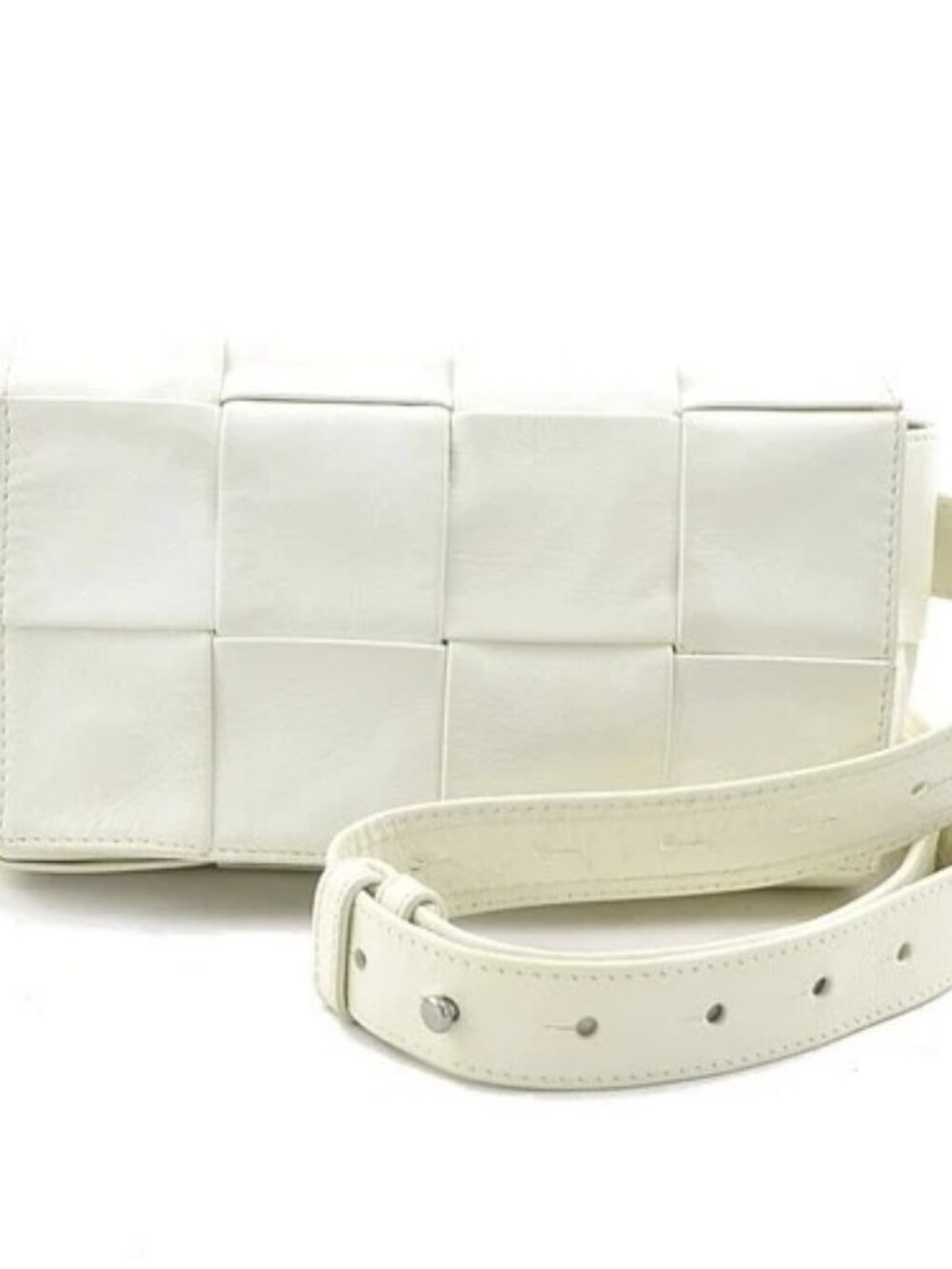 Auth BOTTEGAVENETA Cassette Waist Bag Body Bag White Leather - h31147g